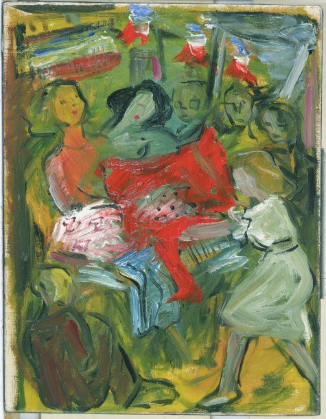 Yvonne GUEGAN (Paris 1915 - Caen 2005) Le bal du 14 juillet Peinture sur toile, &hellip;