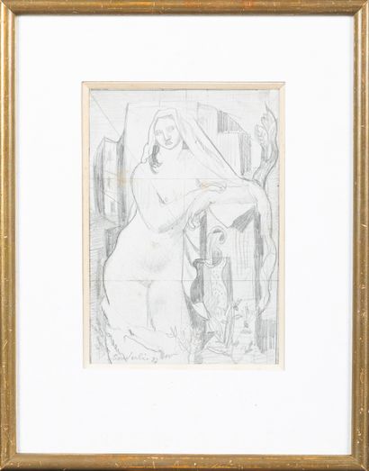 null Jean SOUVERBIE (1891-1981)
Etude de femme à la fontaine, 1927
Crayon sur papier...