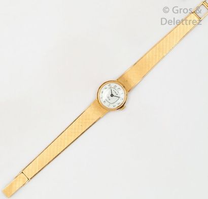 null KIPLE – Bracelet-montre de dame en or jaune, cadran rond, boîtier blanc avec...
