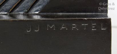 Jan et Joël MARTEL (1896-1966) Joueur de polo 
Rare sculpture en bronze patiné 
Signée...