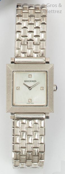 null Boucheron - « Clou de paris » - Bracelet-montre de dame en or gris, boîtier...
