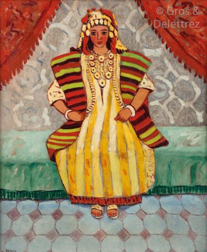 null Yahia TURKI (1902-1969) Femme berbère Huile sur toile. Signée en bas à gauche....