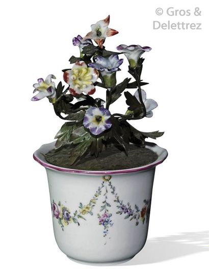Small porcelain flower vase with polychrome...