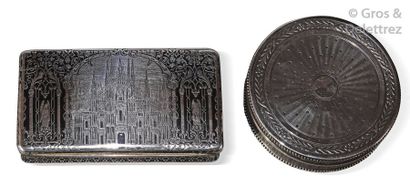 Rectangular snuffbox in niello silver representing...