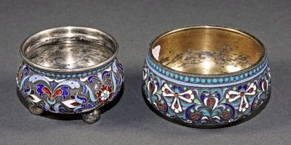 Two silver, vermeil and polychrome red, blue...