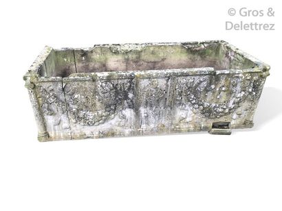 null Garlanded sarcophagus. Large sarcophagus tank, each main panel carved with two...