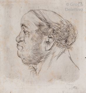 null Michele MANZI dit Michel MANZI (1849-1915) Portrait of Camille Groult Black...