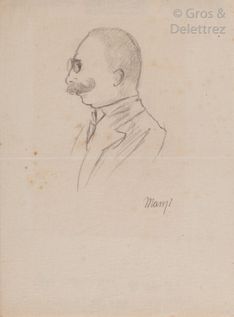 null Michele MANZI dit Michel MANZI (1849-1915) Portrait of a man with a moustache...