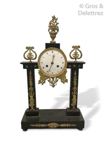 Portal clock decorated with gilded bronze...