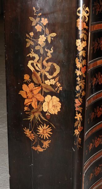 null Secretary with flap simulating a wooden veneer weekbook inlaid with flowered...