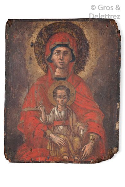 Virgin and Child. Greek icon. Early 19th...