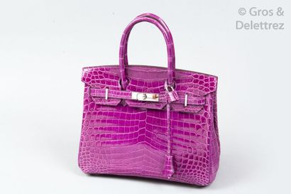 HERMES Paris made in France année 2011 ∆Sac " Birkin " 30cm in purple Crocodylus...