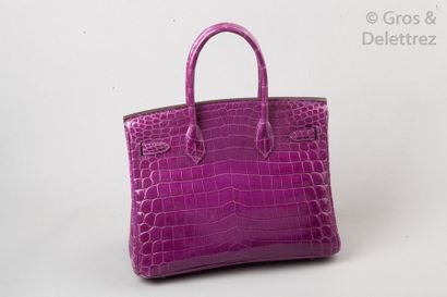 HERMES Paris made in France année 2011 ∆Sac " Birkin " 30cm in purple Crocodylus...