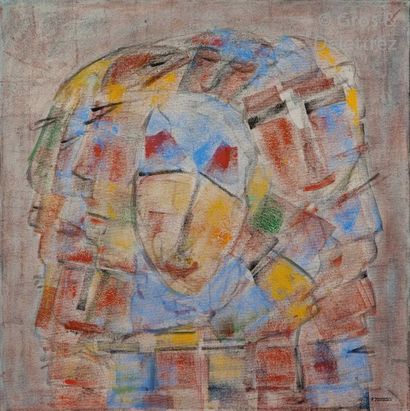 null Carmelo TOMMASINI (né en 1927) Composition aux visages Huile sur toile signée...