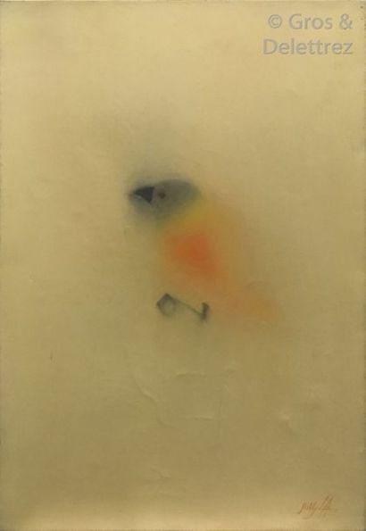 null Billy MORRIS (né en 1934) L’oiseau sur fond jaune Huile ou acrylique sur toile....