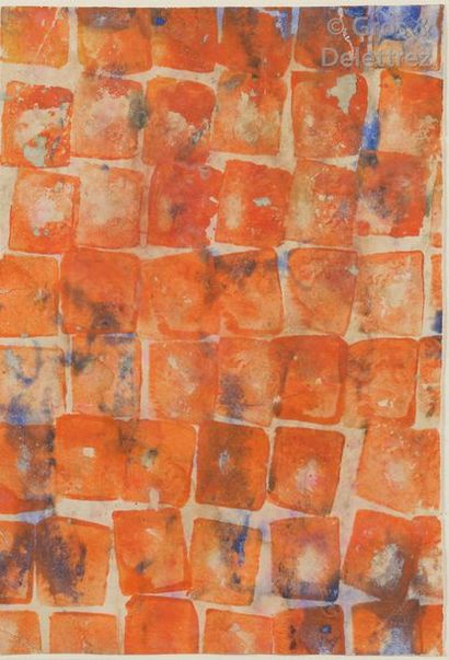 null MIRA BRTKA (1930-2014) Composition (carrés orange) aquarelle sur papier 32,5...