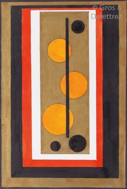 null THILO MAATSCH (1900-1983) Composition (Cercles oranges) acrilyque et peinture...