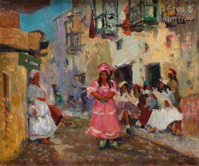 null Frank A. BROWN (1876-1962) Jeunes algériennes Huile sur toile signée en bas...