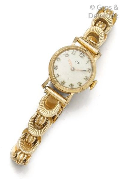 LIP - Bracelet-montre de dame en or jaune,...