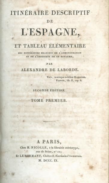 LABORDE Alexandre de Itinéraire descriptif de l'Espagne, et tableau élémentaire des...