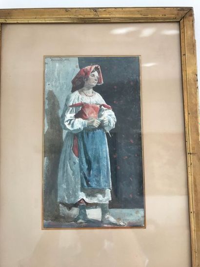 Albert Besnard (1849-1934) 
Femme au tablier...
