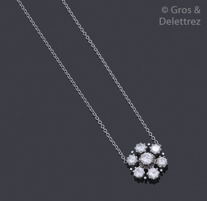 Necklace pendant in white gold, composed...