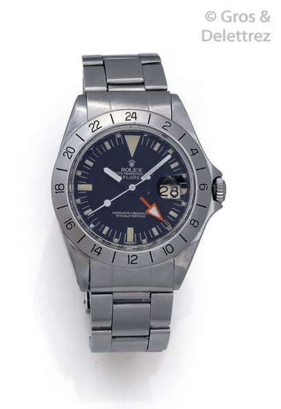ROLEX " Explorer II Steve McQueen " - Stainless steel watch strap, round case. Screwed...