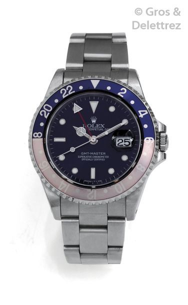 ROLEX GMT-Master «?Pepsi?» - ref 16710. Rare et belle montre bracelet en acier. Boîtier...