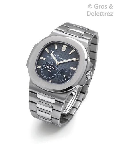 PATEK PHILIPPE " Nautilus " - ref 5712/1A. Very nice steel bracelet watch. Cushion...