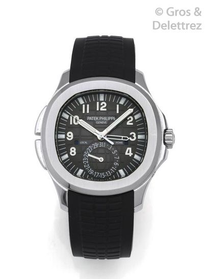 PATEK PHILIPPE " Aquanaut, Travel Time " - ref. 5164A. Steel diving bracelet watch....