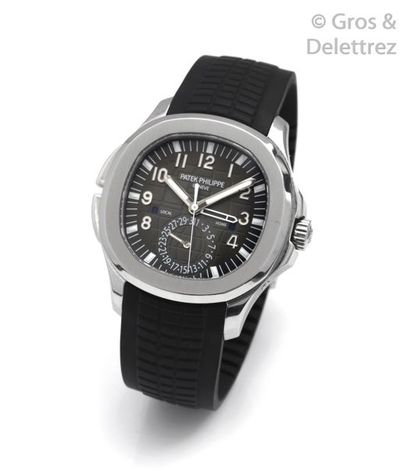 PATEK PHILIPPE " Aquanaut, Travel Time " - ref. 5164A. Steel diving bracelet watch....