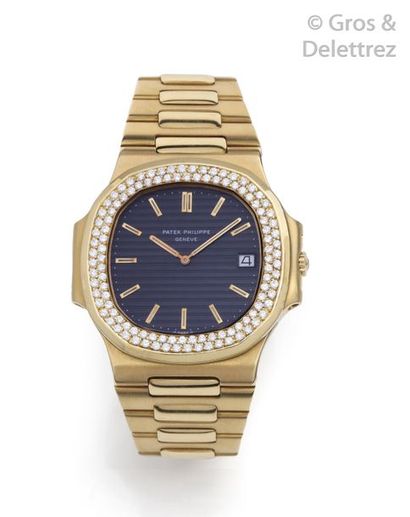 PATEK PHILIPPE " Nautilus " - ref 3700. Rare and beautiful yellow gold bracelet watch....