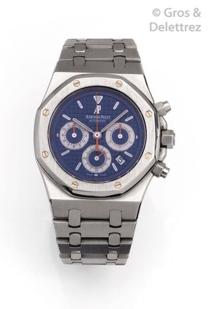 AUDEMARS PIGUET " Royal Oak Kasparov " - ref 263000st. Steel chronograph. Cushion...