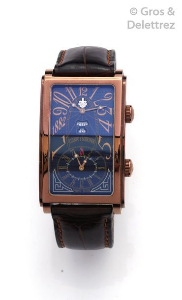 CUERVO Y SOBRINOS " Habana - Prominente " - Coppered steel wrist watch, rectangular...