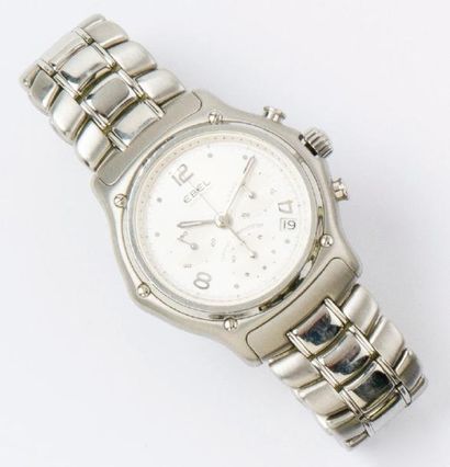 EBEL « 1911 » Série limitée Skeleton - Bracelet montre chronographe en acier, cadran...