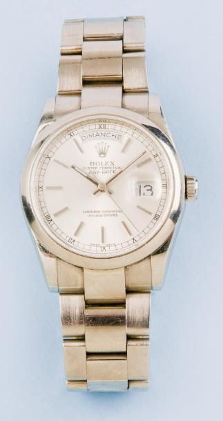 ROLEX « Oyster Perpetual Day Date » Réf. 118209 - Bracelet montre en or gris, cadran...