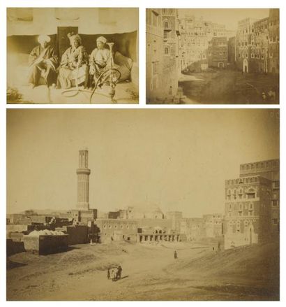 Yémen Sana'a et ses environs, c. 1880. Vues générales. Vue du Mont Nukmden. Maisons...