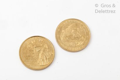 null Lot de deux pièces en métal de la Monnaie de Paris figurant au revers Vauban...