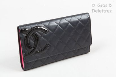 CHANEL Circa 2012 - Cambon Line *Black quilted lambskin leather wallet surmounted...