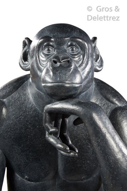 Florence JACQUESSON (née en 1962) «?Bonobo Pensif III?» 

Sculpture en bronze à patine...