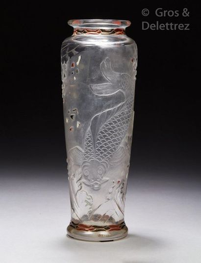 Emile GALLE (1846-1904) Pour l’ESCALIER DE CRISTAL Rare et exceptionnel vase japonisant...