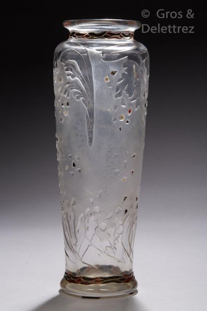 Emile GALLE (1846-1904) Pour l’ESCALIER DE CRISTAL Rare et exceptionnel vase japonisant...