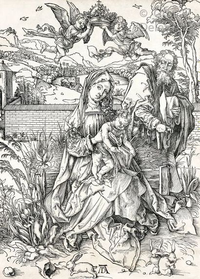 Albrecht DÜRER (1471 - 1528) 
DURER La Sainte Famille aux lapins.


Woodcut. Print...