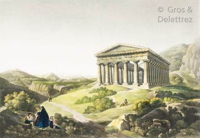 Louis-François CASSAS (1756-1827) «?Vue du temple de Segeste?»

Gravure colorisée...