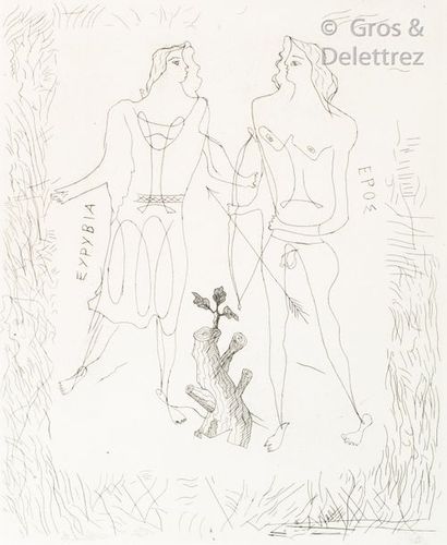 Georges BRAQUE (1882-1963) Eurybia et Eros Gravure 44 x 37cm à vue