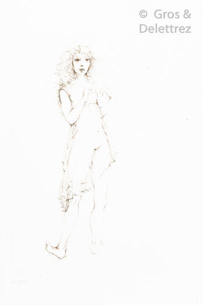 Léonor FINI (1907-1996) Young lady with the dress Lithograph signed and numbered...