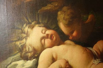 Attribué à Alessandro GHERARDINI (1655-1726) L’Enfant Jésus endormi veillé par les...