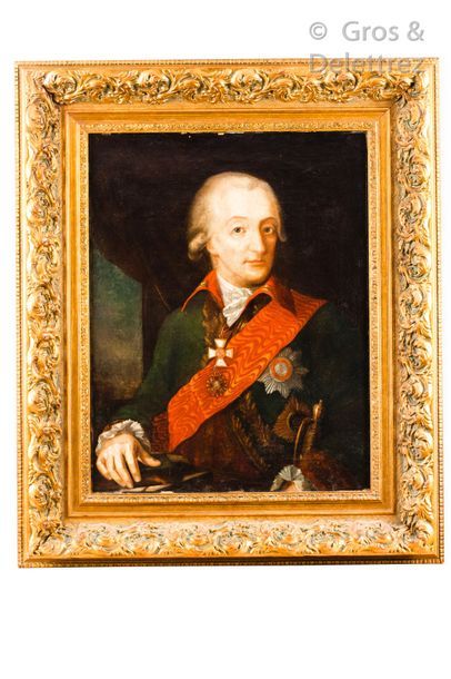 École RUSSE du XVIIIe siècle Portrait d’un général russe Huile sur toile 75 x 59...