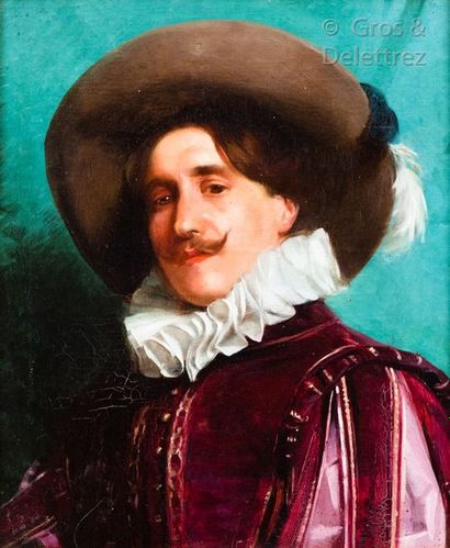 Géo WEISS (1861-1929) Portrait d’homme au chapeau Huile sur toile signée en bas à...