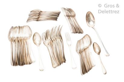 null Set of silver cutlery, net model, consisting of sixteen pieces of cutlery, eighteen...